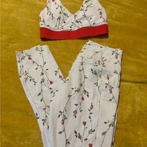 Floral Sports Set with Red Accent